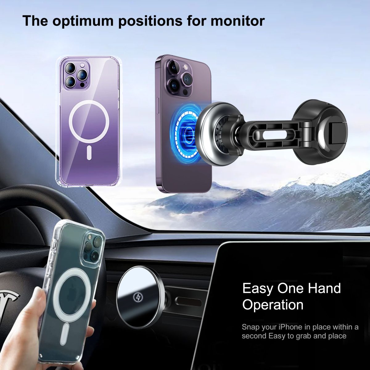 15w Magnetic Car Wireless Charger Mount Strong Magnet Fast Charging Car Phone Holder Magnetic Wireless Car Charger