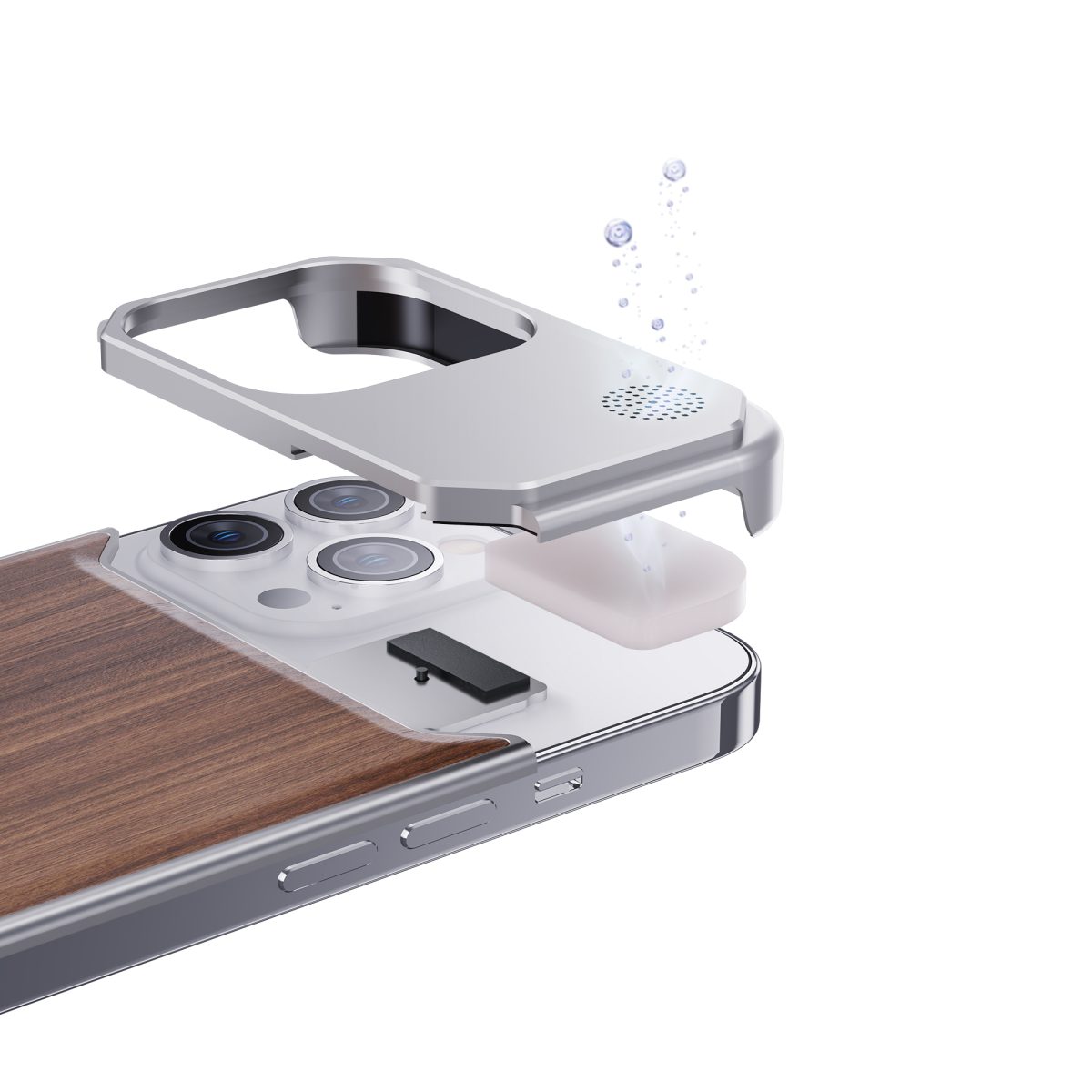 Boneruy M3 Wooden Color Phone Cover Case Shockproof Aluminum Fragrance Walnut Mobile Phone Case for iPhone 12 13 14 15 Pro Max