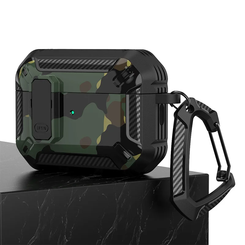 Camouflage Print Armor Case for AirPods Pro 2 USB-C 2 3, Cover for Apple Air Pod Pro 3