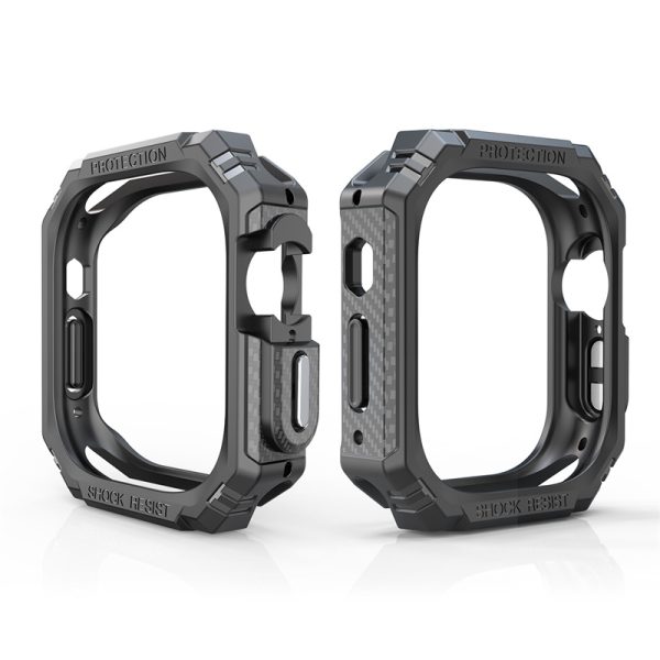 Carbon Fiber Texture shockproof Armor Case for Apple Watch Ultra 9 8 7 Durable TPU Cases for Apple Watch 45mm Case