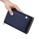 Hot selling men's genuine leather wallet large capacity mobile phone bag zipper bag card holder business casual gift OEM