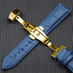 Quick Release Genuine Leather Watch Strap Parts Accessories with Butterfly Buckle Green Blue Purple Watch Band with Tool Box Set