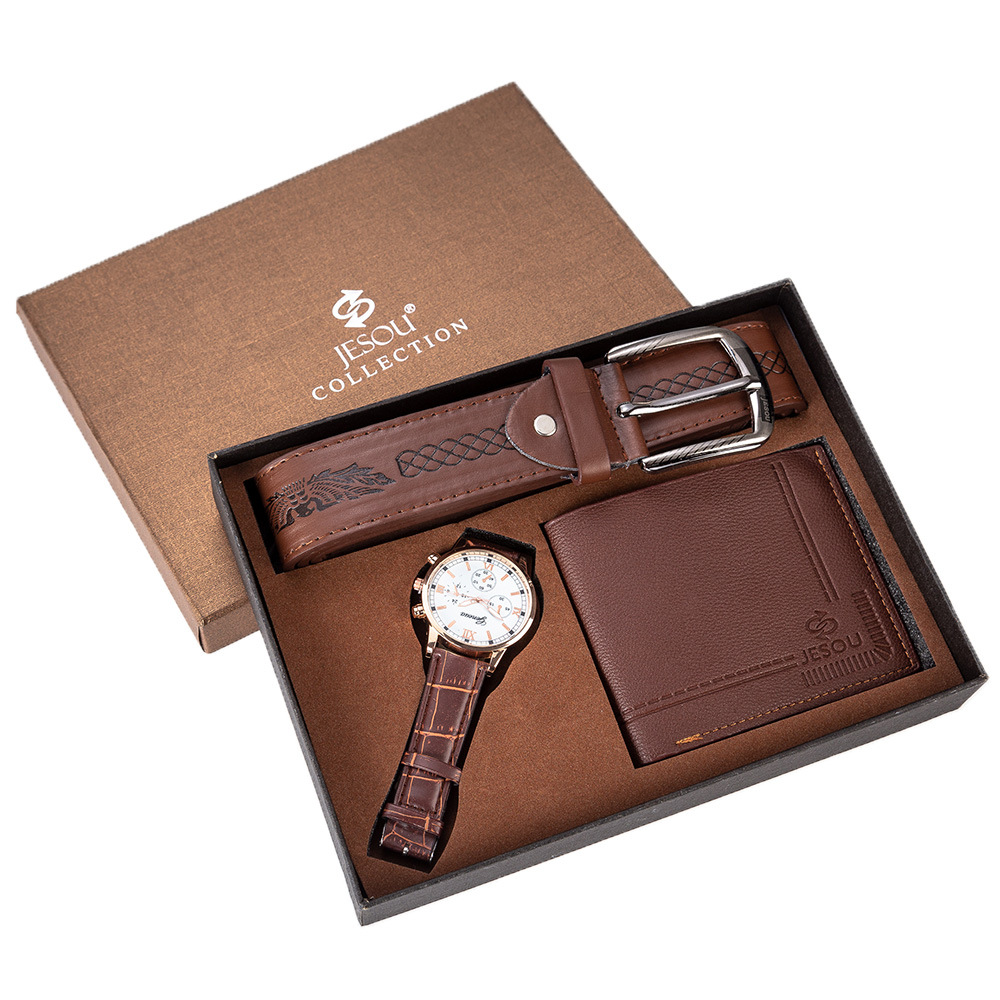 Men's Gift Set Exquisite Packaged Watch + Wallet +set Combination Set Foreign Trade Hot-money Creative Cotton PU Opp Bag Short