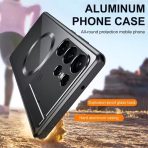 Aluminum Alloy Frame Magnetic Luxury Fragrance Foldable Bracket Phone Case For Samsung Galaxy S24 Ultra With Lens Protector