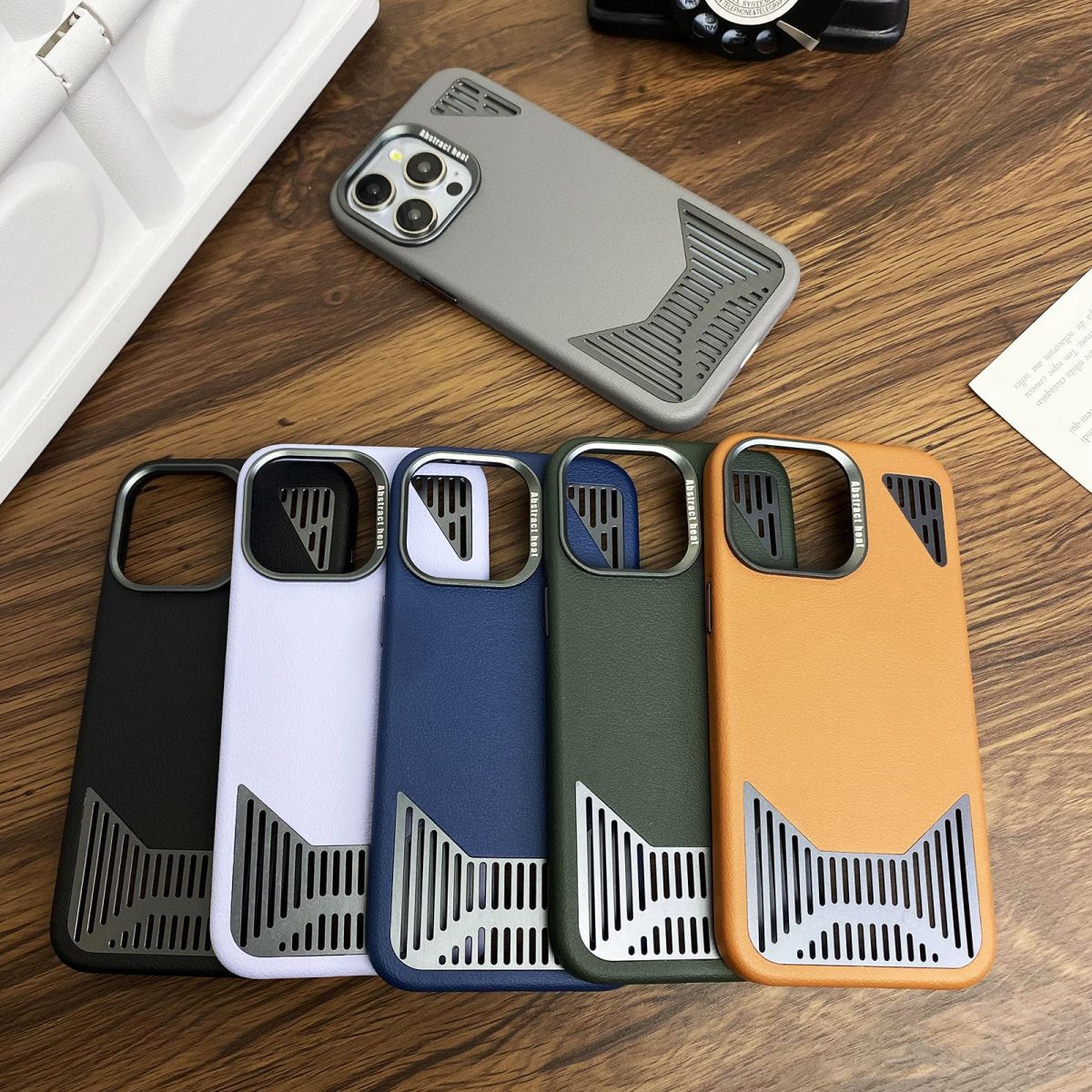 Aero aluminum cooling magnetic leather protective phone case for iphone