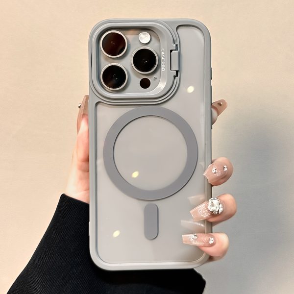 Luxury Metal Lens Holder Clear Acrylic Phone Case For iPhone 15 14 13 12 11 16 Pro Max Magnetic Protection Mobile Cover Funda