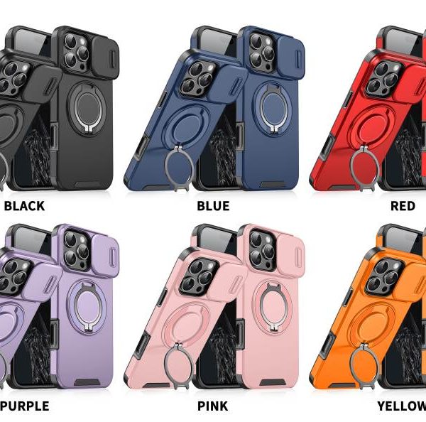 Top Selling Business With Sliding Window Phone Case for iPhone 16 Pro Max 15 Plus 14 13 12 11 Anti-Fall With Finger Ring Cover